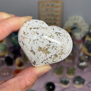SPECKLED OCEAN JASPER 8TH VEIN CRYSTAL HEART CARVING